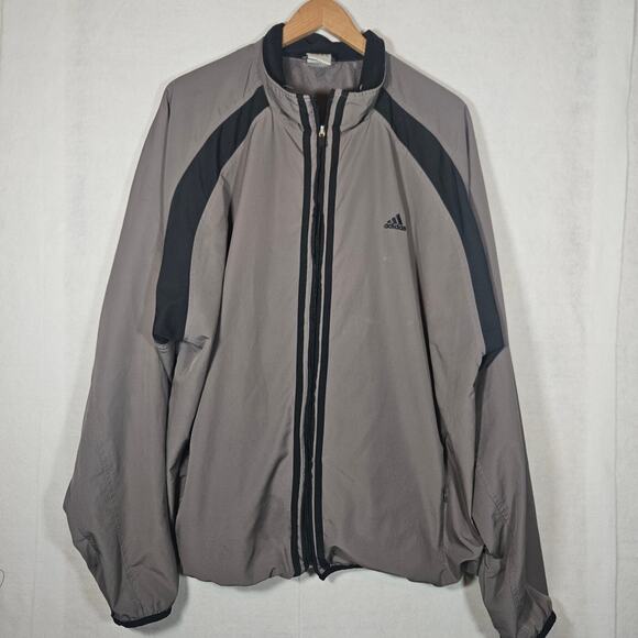 Adidas Men's Dark grey and Black Full Zip Windbreaker Jacket - Picture 1 of 6